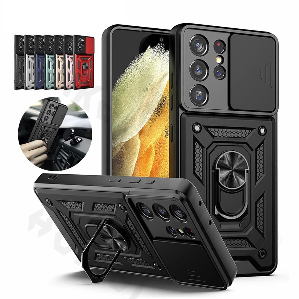 Capa Case Protetora Com Função Stand e Anel Para o Samsung Galaxy S22 / S22 Plus / S22 Ultra