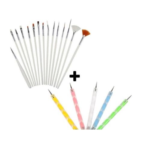 Kit 15 Pincéis + 10 Boleadores Em 5 Pincéis Manicure  !!PROMOÇÃO!!