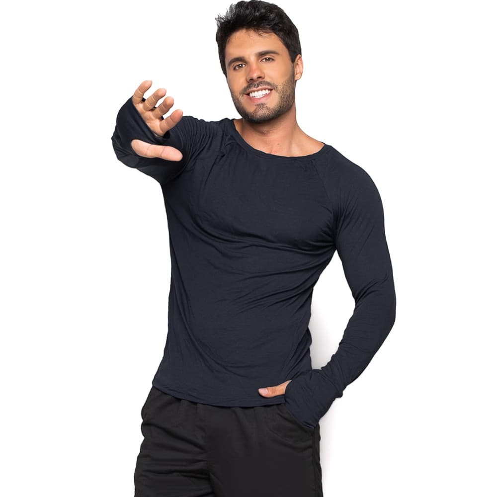 Camisa Bravaa Store Masculina Longa Segunda Pele Dedeira Inverno Proteção Contra o Frio 182
