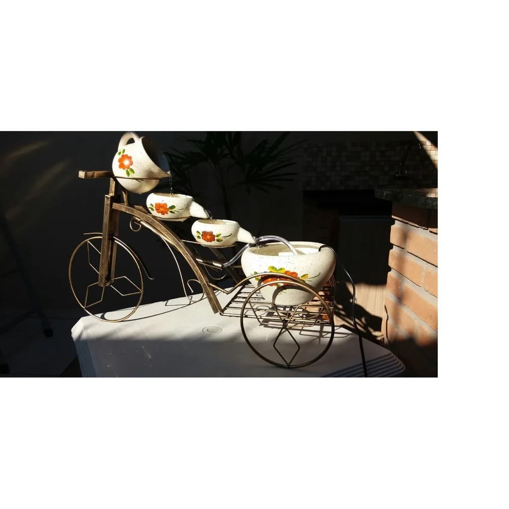 Fonte De Água Imita Bicicleta Com Vasos Cascata Frete Grátis