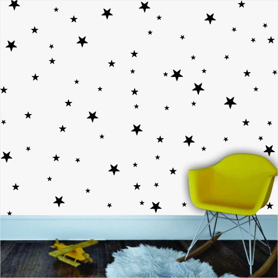 Adesivo Parede 156 ESTRELAS PRETO FOSCO 9,7,5, 3cm Estrela Star AUTOCOLANTE INFANTIL JOVEM MODERNO BEBÊ