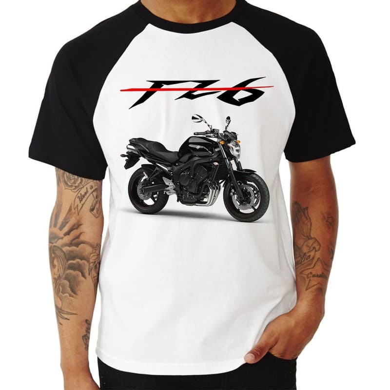 Camiseta Raglan Moto Yamaha FZ6 N Preta