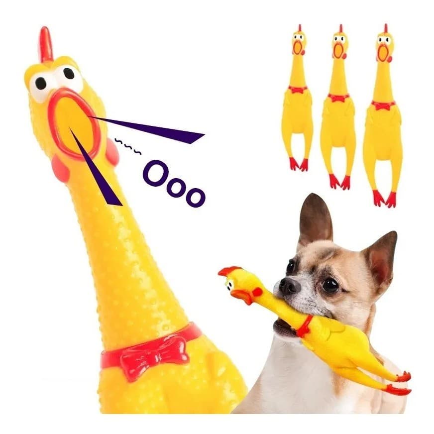 Brinquedo Galinha Frango Borracha Mordedor Cachorro Pet Faz Barulho