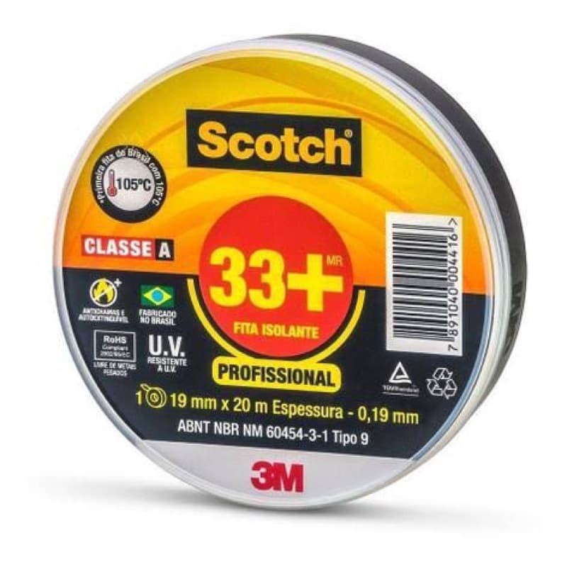 Fita Isolante Scotch 33+ 3M Profissional Antichamas 19MM