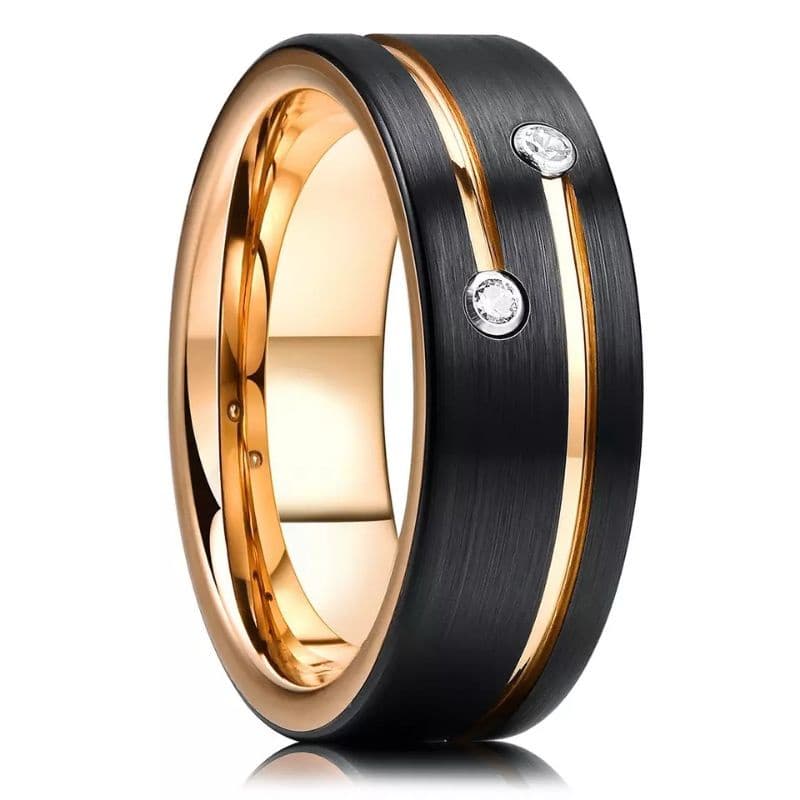 Aliança tungstênio 8mm Banhado a Ouro/Ródio