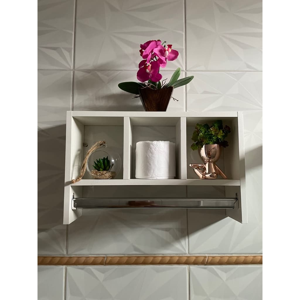 Nicho Cozinha Porta Papel Toalha ou Nicho Banheiro porta Toalha de Rosto Mdf Branco - MONTADO