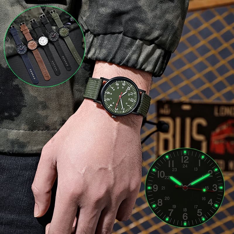 Relógio De Pulso Masculino Luxuoso De Quartzo Retro Luminoso Redondo Com Pulseira De Tecido