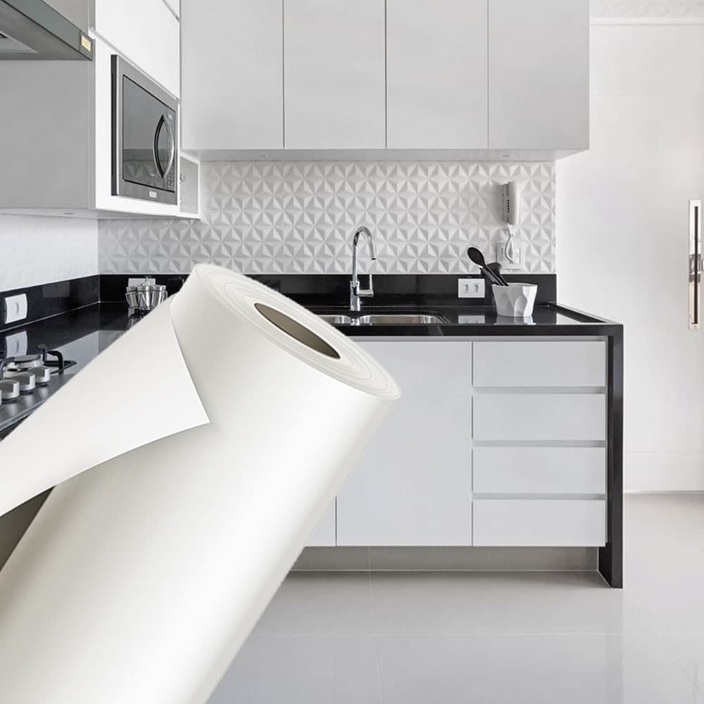Papel Adesivo Branco Fosco Envelopamento Para Móveis Vinílico Lavável Vinil Guarda-Roupas Fácil De Aplicar