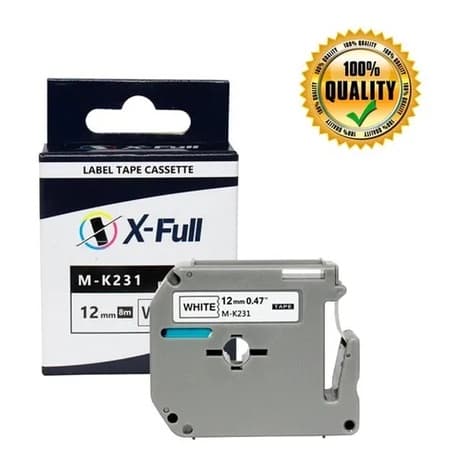 Fita Compatível Brother MK231 M231 MK-231T PT-70 PT-80 PT-90 Branca 12mm