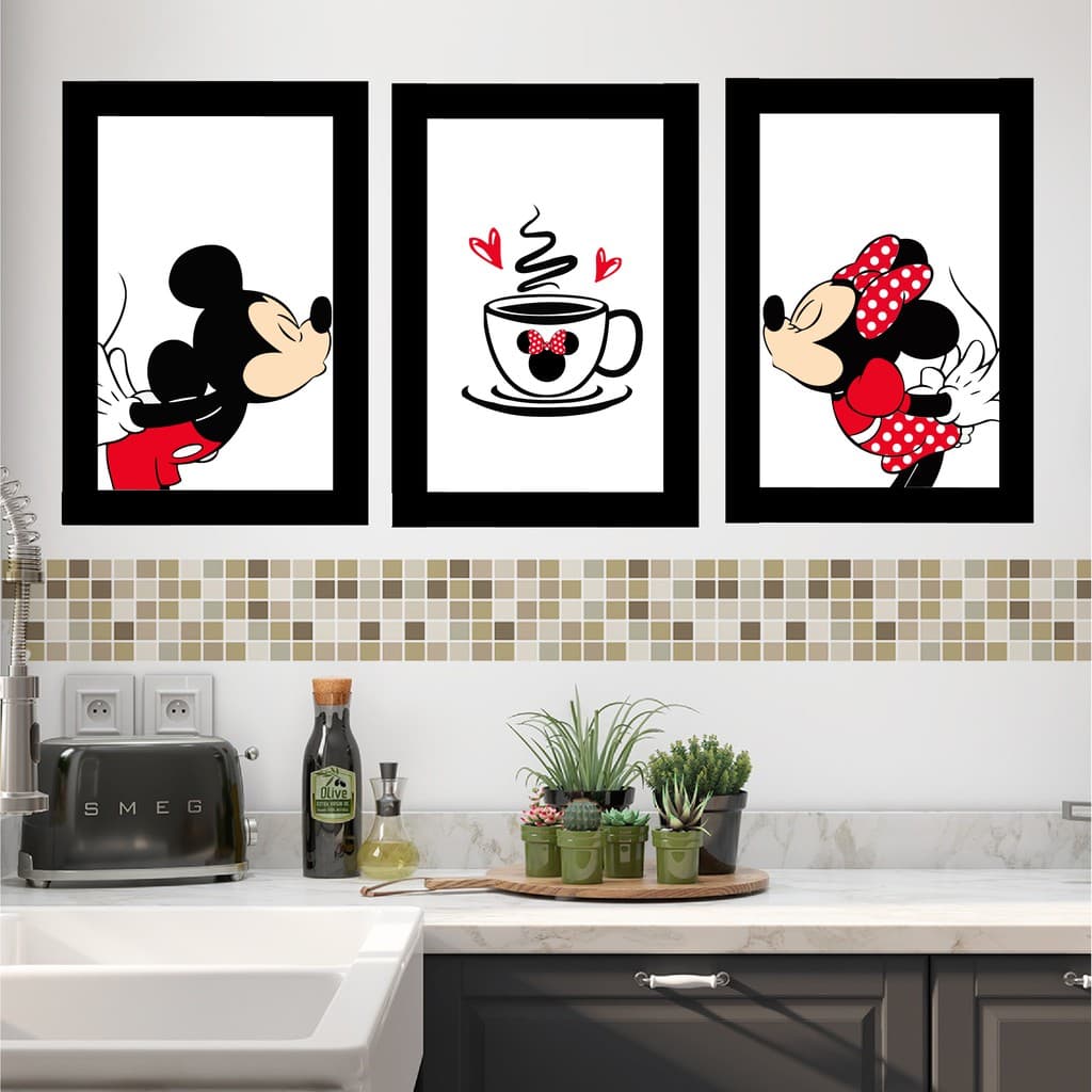 Promoção! Placa quadro decorativa/Kit com 3 peças!! minnie e Mickey para cozinha