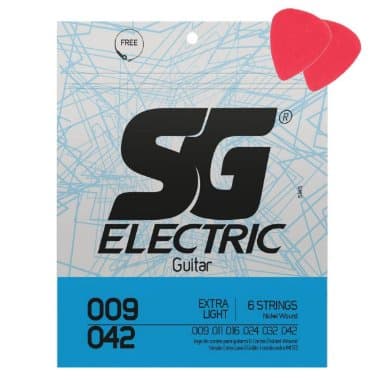 Encordoamento SG Cordas p/ Guitarra 0.09 Nickel 1° MI SG5145