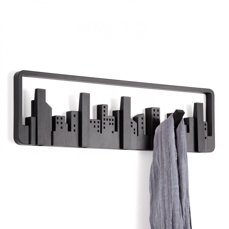 Skyline Preto - Cabideiro Cidade Com 5 Ganchos - Umbra
