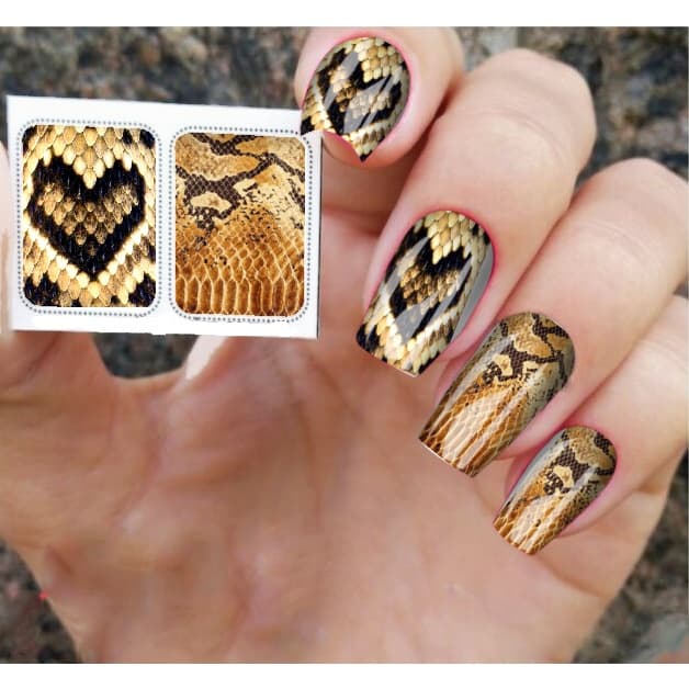 120 decorações de unhas de Cobra com pedrinha/  adesivo de unha animal print/ adesivos de unhas