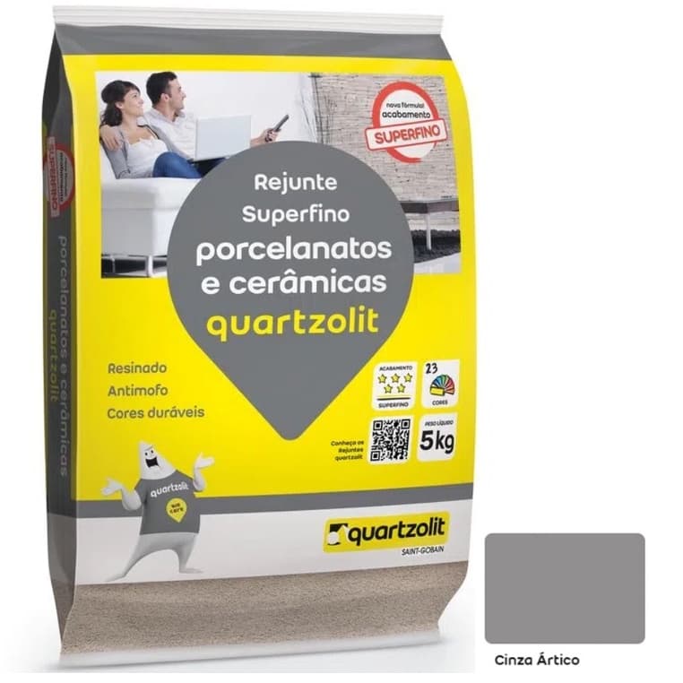 Rejunte Para Porcelanato Super Fino 5kg Cinza Ártico Quartzolit