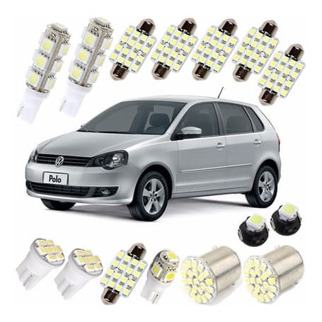 Kit Lampadas Led Golf Polo Hatch Pingo Teto Placa Ré Torpedo