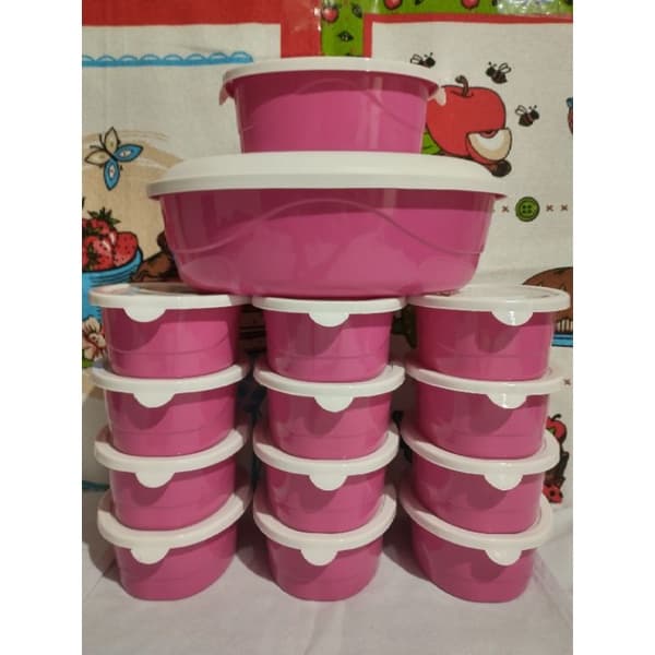 Kit De Potes Plásticas  Com 14 Peças  Tampa De Pressão Formato: Oval