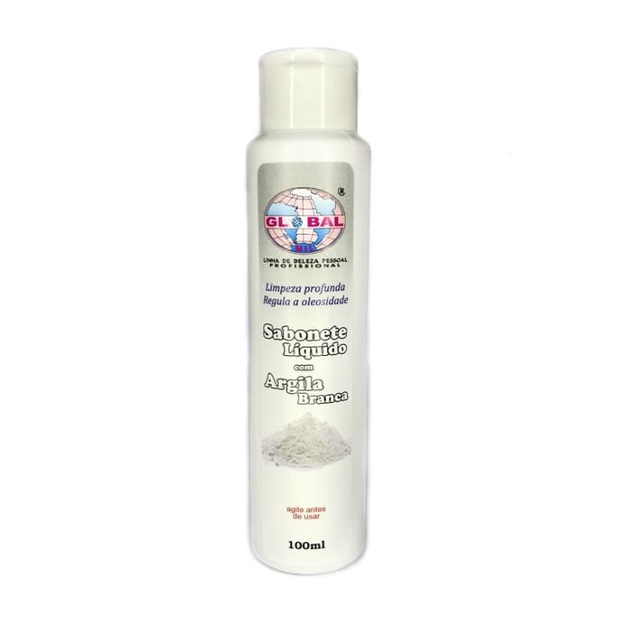 02 SABONETES Líquido Com Argila Branca 100ml Global Ref A7060