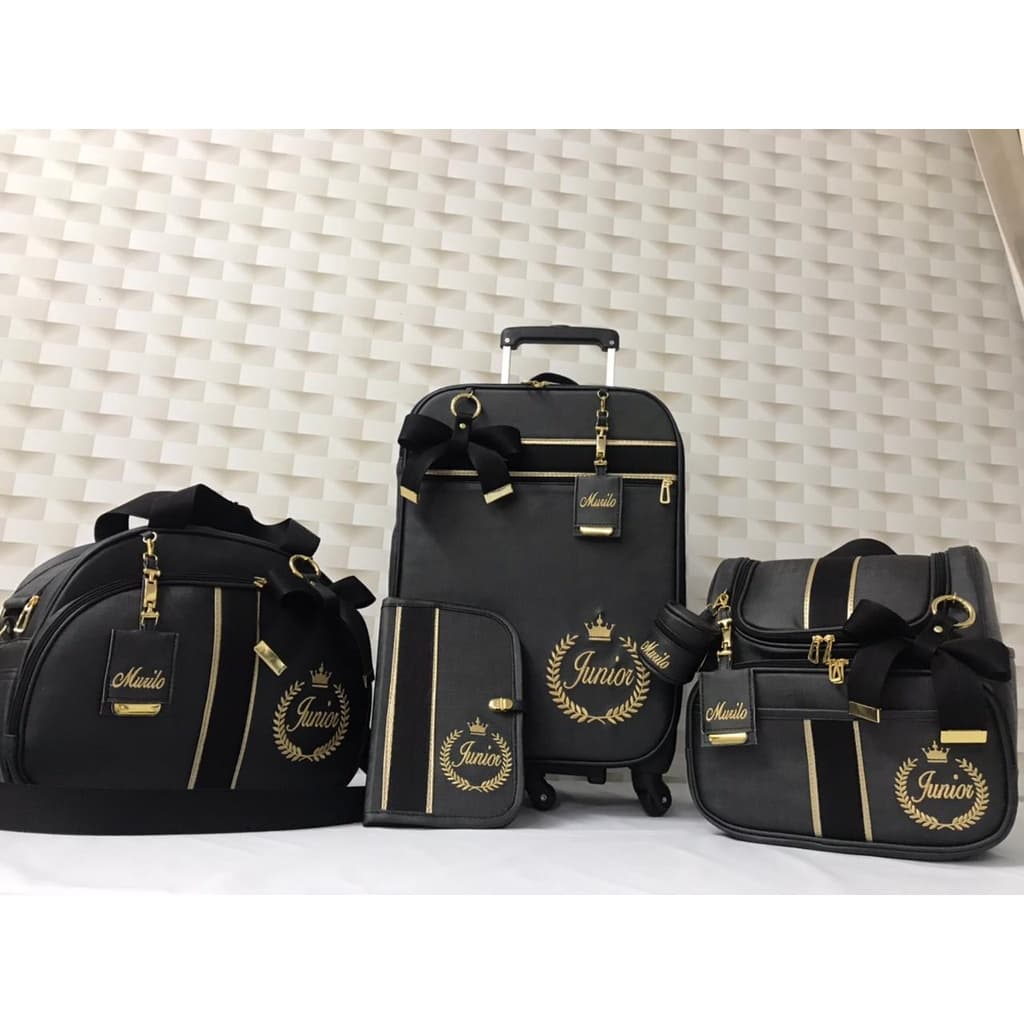 kit bolsas de maternidade personalizadas mala de rodinha bordo +bolsa g +mochila 2em1+ carteirinha de vacinação +3 chaveiros personalizado