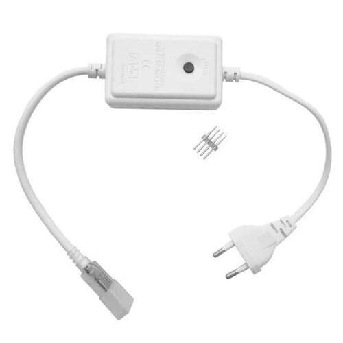 Rabicho Controlador Conector Plug Tomada Fonte Mangueira Chata Neon Led Colorida Rgb Bivolt Sequenciador Funções Botão