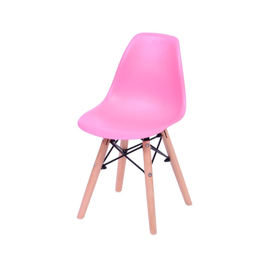 Cadeira de jantar Infantil Boxbit Eames Rosa Base Madeira