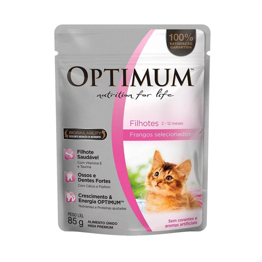 Ração Úmida Optimum Cat Sache Filhotes Frango 85g