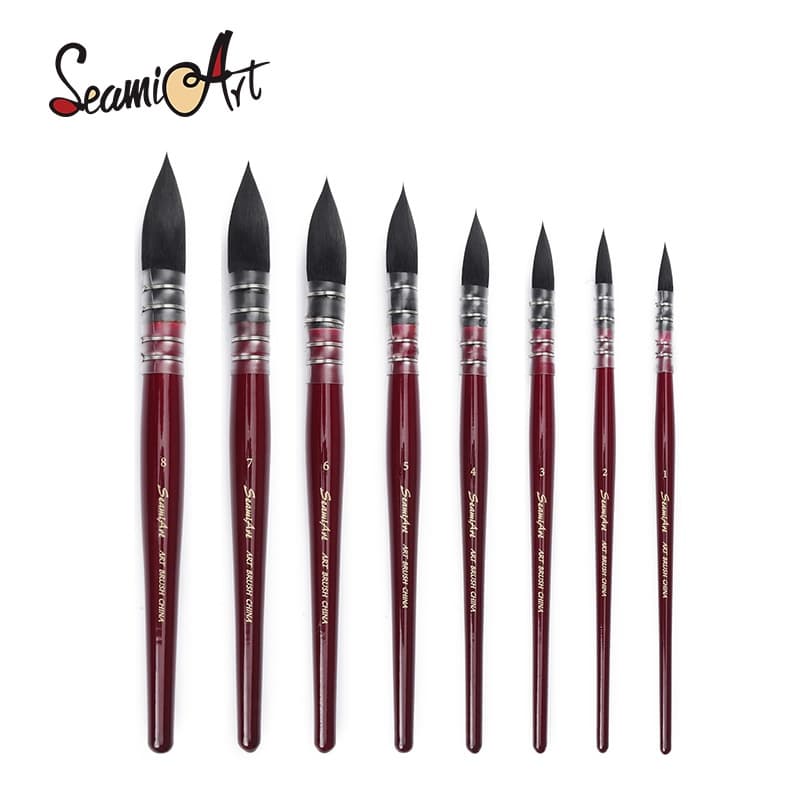 SeamiArt 1 Pç Pincel De Pintura De Náilon Vermelho Escuro Artista / Aquarela / Varnished