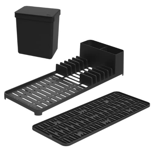 Kit 3 Peças Escorredor de Louça + Tapete de copos + Lixeira 2,5 Litros Single Coza Brinox