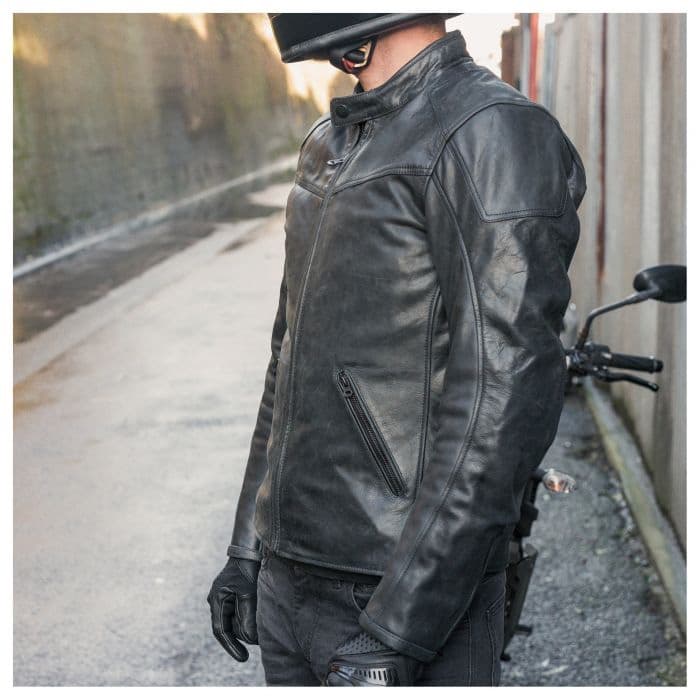 Jaqueta masculina de couro legítimo para motociclista proteção design style
