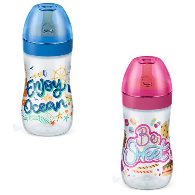 Mamadeira Evolution 300mL Estampada Colorida Bico de Silicone