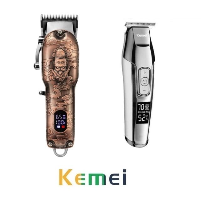 Maquina de Corta Cabelo Profissional Km 3705 + Acabamento kemei km 5027