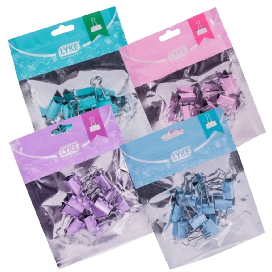 Binder Clips Para Papel Tom Pastel 12 Unidades 19Mm Ziper Bag