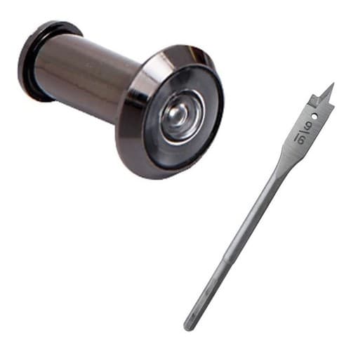 Kit Visor Olho Mágico Para Porta Preto De 35 Á 52mm Com Broca 9/16 Para Instalação