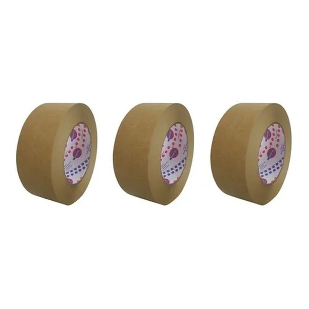 3 Fitas Crepe Adesiva Kraft 48x50 Marrom - Eurocel (alta qualidade)