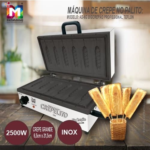 Máquina De Crepe Crepeira Big Crepão No Palito Antiaderente