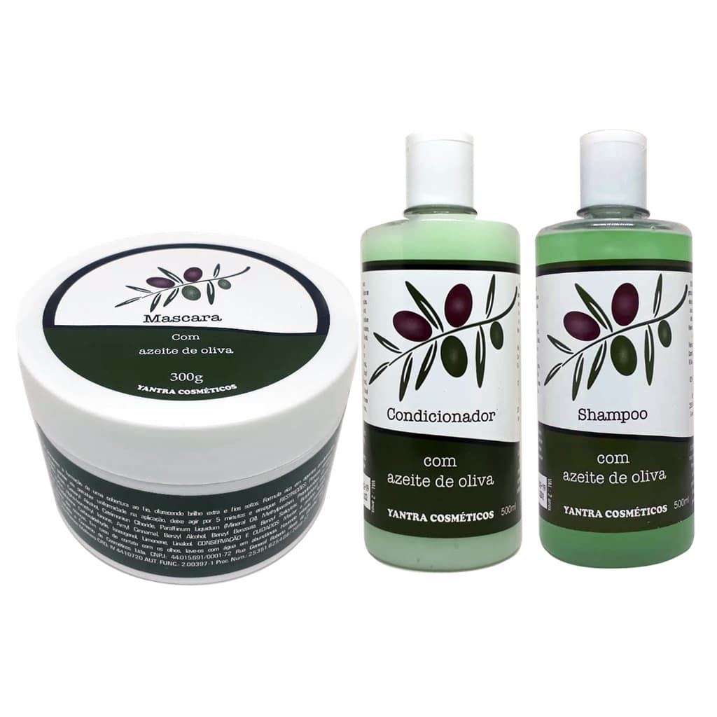 Tratamento para os cabelos Azeite De Oliva - Shampoo + Condicionador + Máscara Capilar -