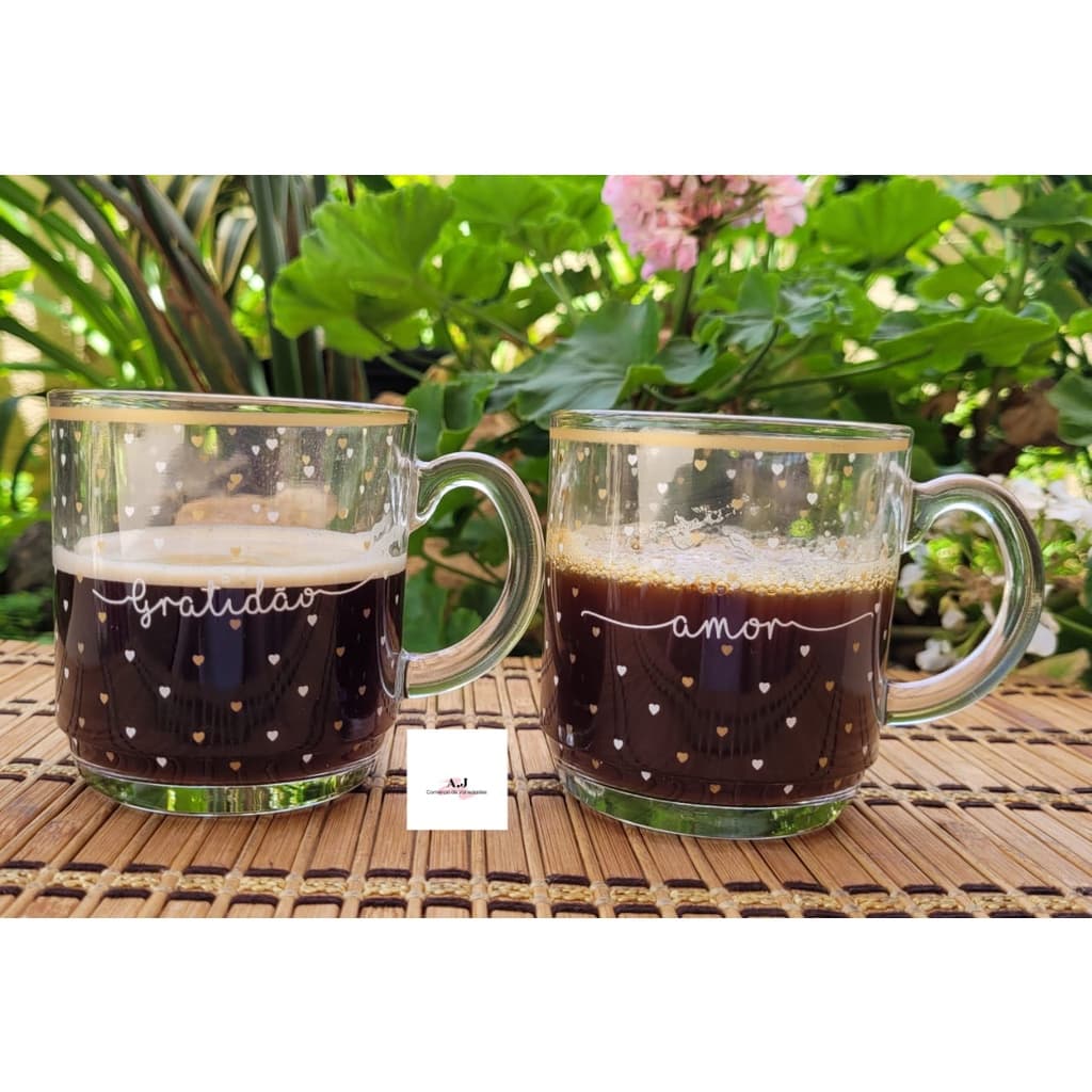 Canecas em Vidro Decoradas 300ml - 2 unidades