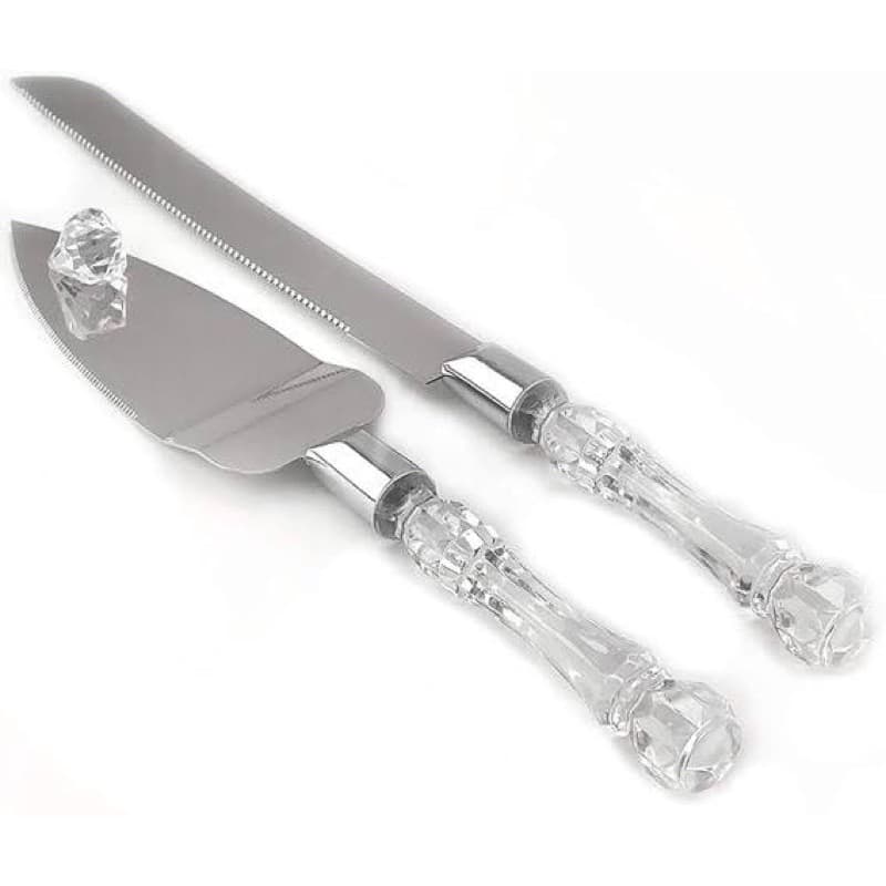 Kit Faca e Espátula com cabo de acrílico para confeitaria e cozinha.