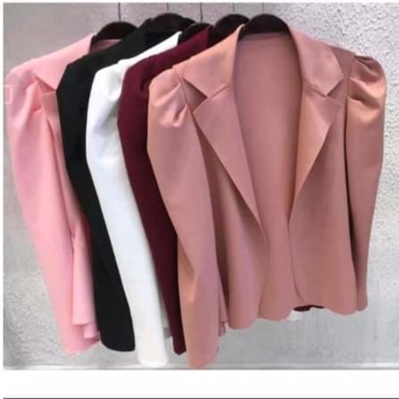 Blazer Feminino Em Neoprene Curto Manga BUFANTE Social Aberto 02