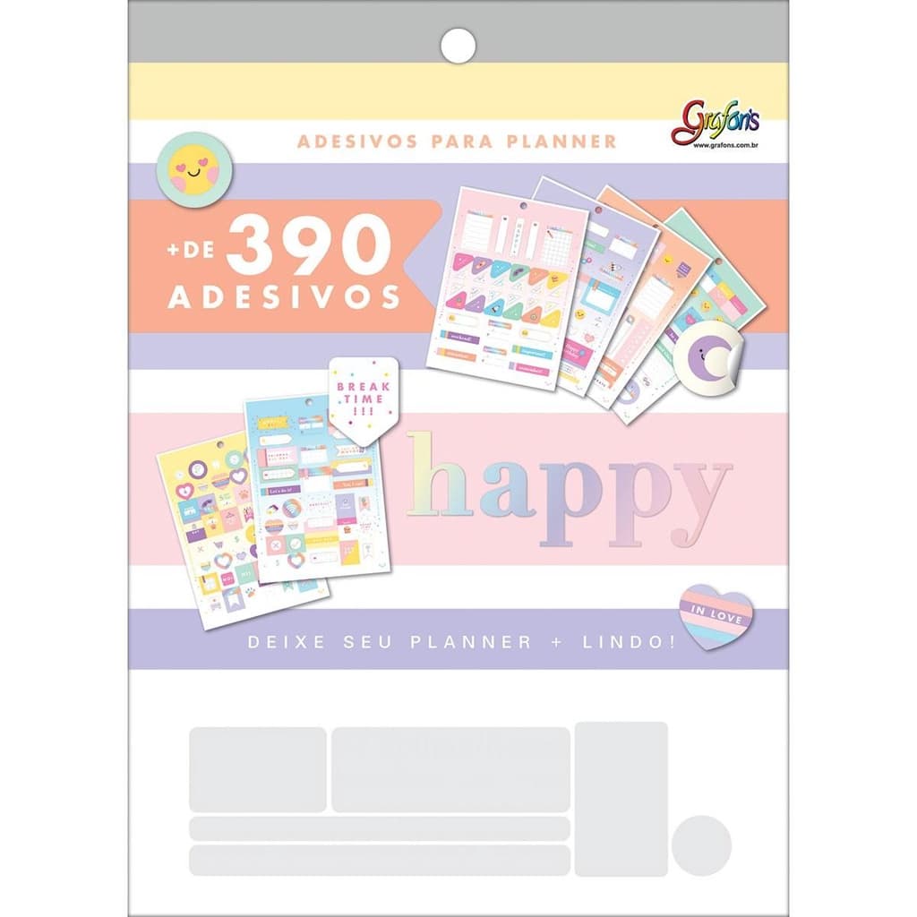 Bloco de Adesivos Para Planner Happy 12 Fls - Tilibra