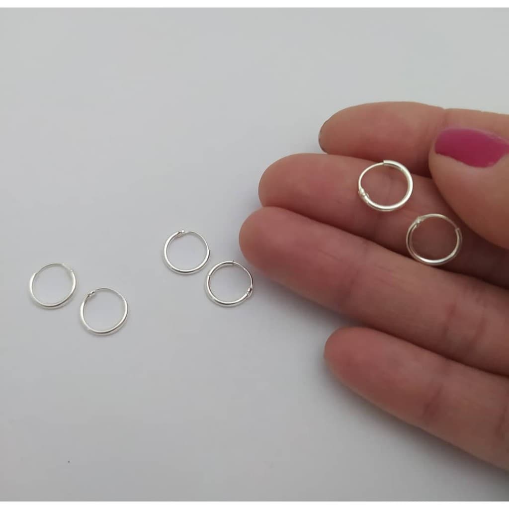 kit 3 pares de brinco modelo argolinhas prata 925 6mm   kit 3 pares de argolinhas prata legitima 925