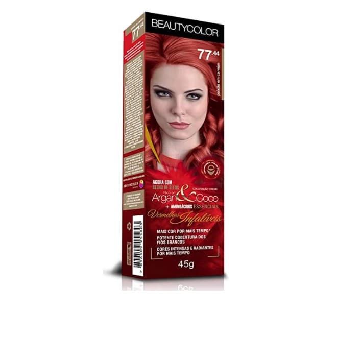 Tinta de cabelo 77.44 paixão em carmim Beauty color profissional 45g