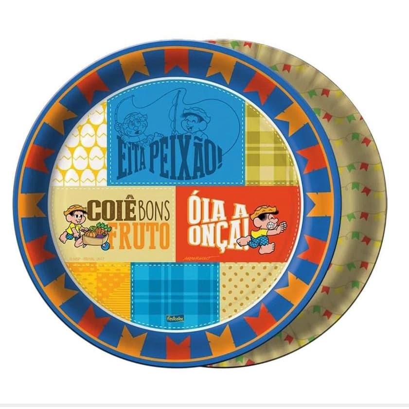 Kit 8 Prato Descartável Para Festa Aniversário Turma Do Chico Bento Festcolor