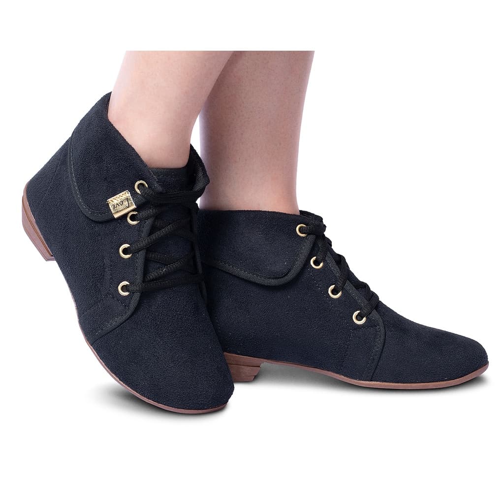 Bota Coturno Feminino Botinha Camurça Lisa Original Leila Soares BT27 SK
