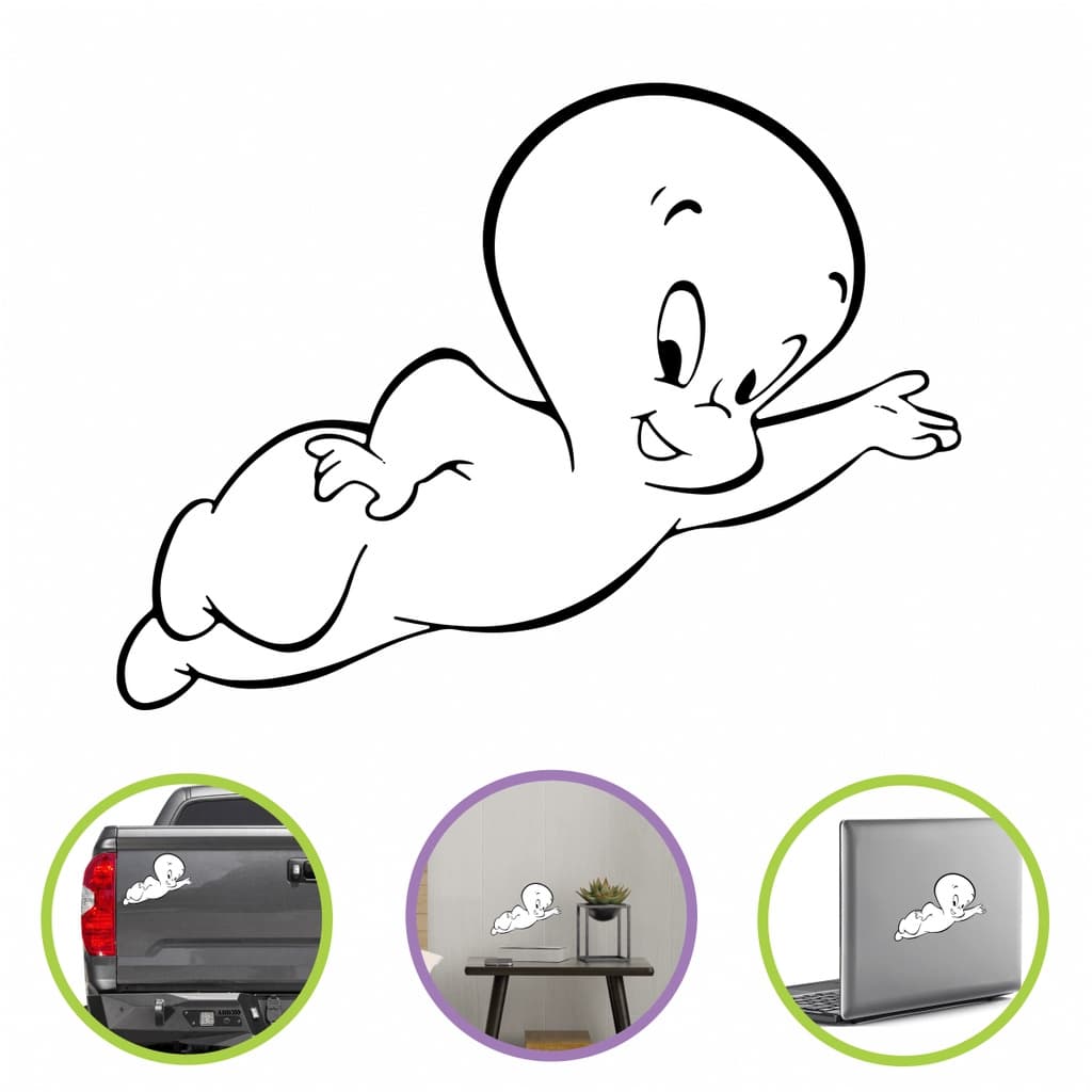 Adesivo Para Carro Gasparzinho o Fantasminha Camarada 14cm X 8cm  Sticker Personalizado Biz Moto Automotivo