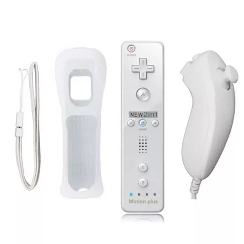wii remote +nunchuk + capa de silicone com motion plus
