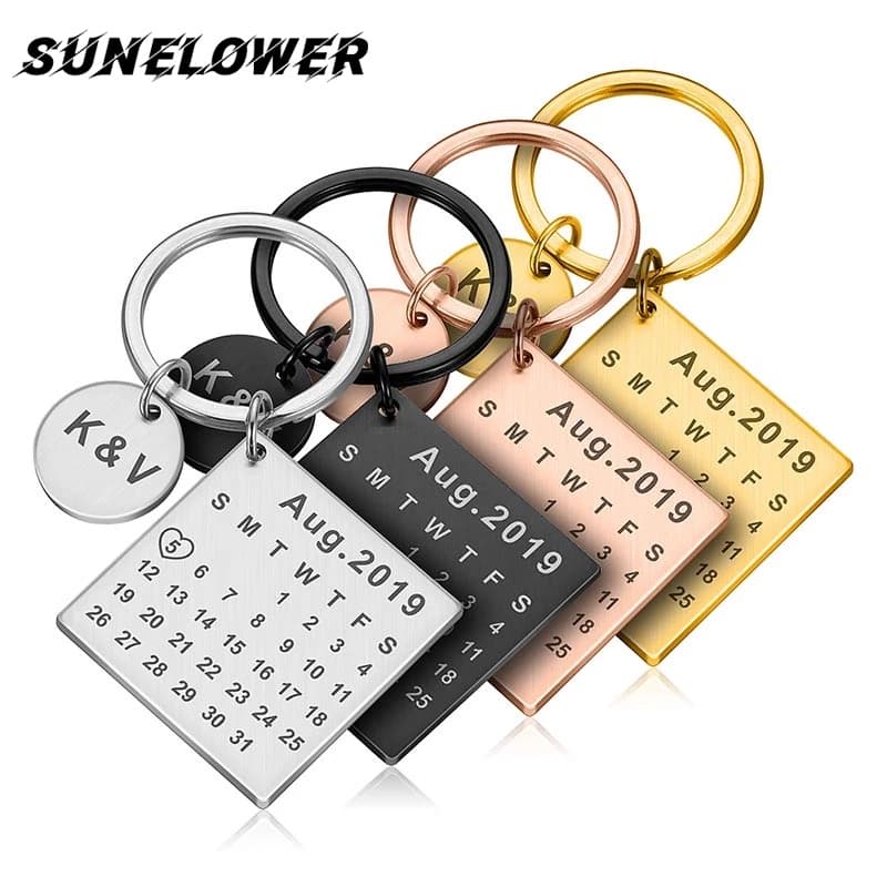 DIY Chaveiro Calendário Personalizado Mão Esculpido Presente Para Namorado E Namorada Personalização Privada