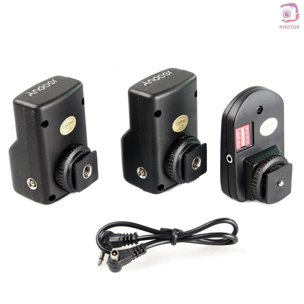 Pr * Andoer 16 Canais Universal Rádio Sem Fio Controle Remoto Speedlite Flash Gatilho 1 Transmissor & 2 Receptores