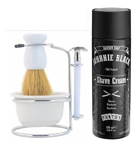 Kit Barba Vintage Retrô Saboneteira + Shave cream creme de barbear para barba, cabelo e corpo