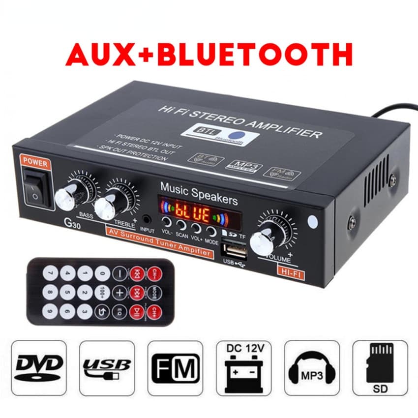 Amplificador De Potência Digital G30 800W Bluetooth AMP Com Entrada USB/TF/AUX/FM | Controle Remoto Para Home Theater E