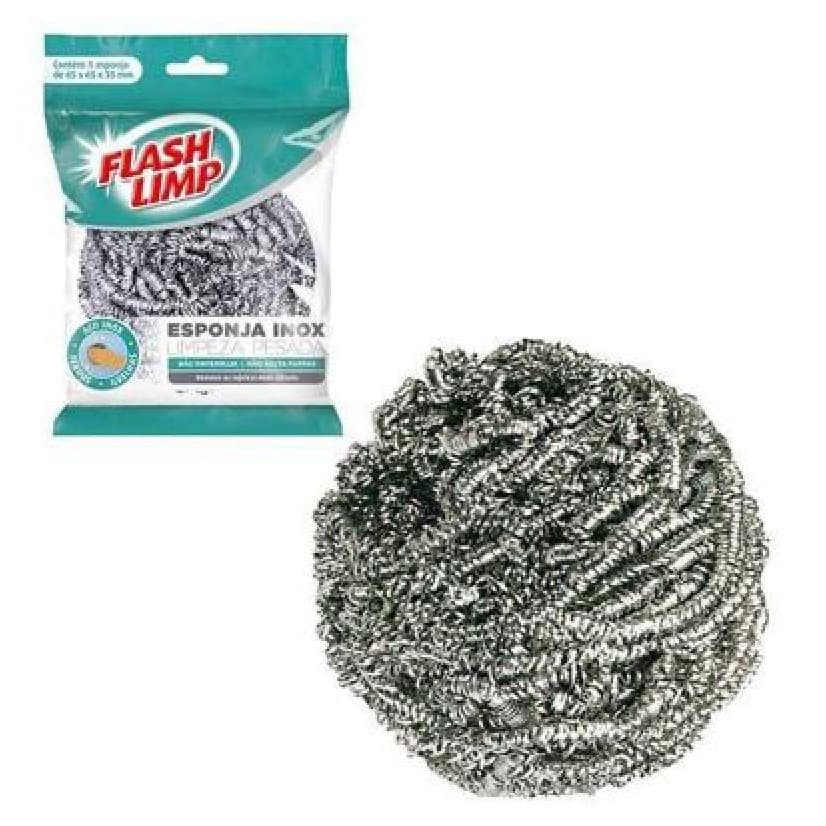 Esponja Aço Inox Multiuso Flash Limp Limpeza Pesada Esponja De Lavar Louça Aco Inox Com Fios De Aço Inox